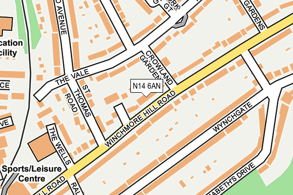 N14 6AN map - OS OpenMap – Local (Ordnance Survey)