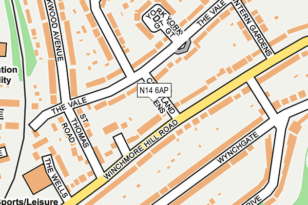 N14 6AP map - OS OpenMap – Local (Ordnance Survey)