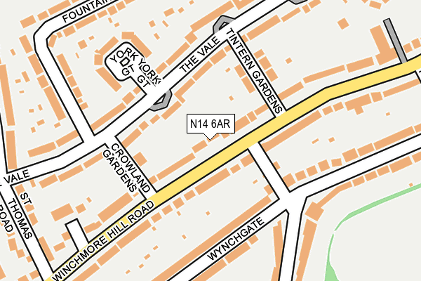N14 6AR map - OS OpenMap – Local (Ordnance Survey)