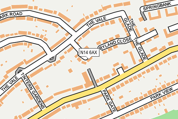 N14 6AX map - OS OpenMap – Local (Ordnance Survey)