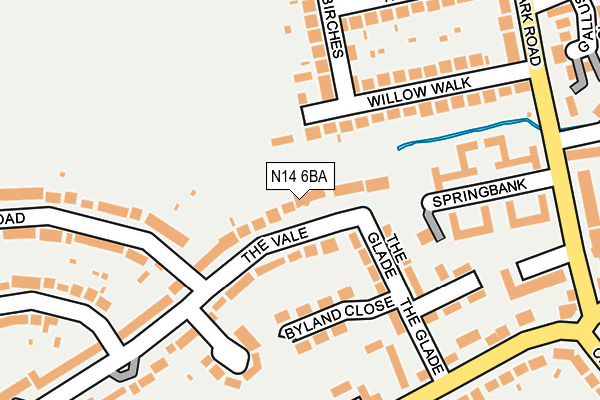 N14 6BA map - OS OpenMap – Local (Ordnance Survey)