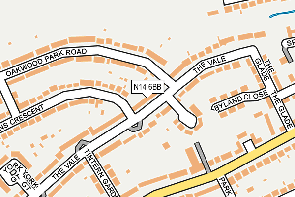 N14 6BB map - OS OpenMap – Local (Ordnance Survey)