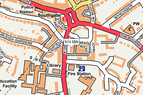 N14 6BN map - OS OpenMap – Local (Ordnance Survey)