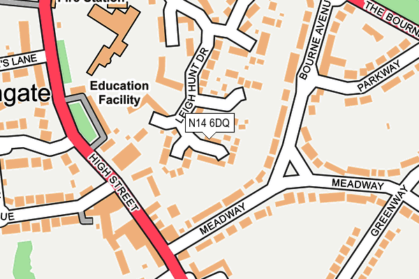 N14 6DQ map - OS OpenMap – Local (Ordnance Survey)