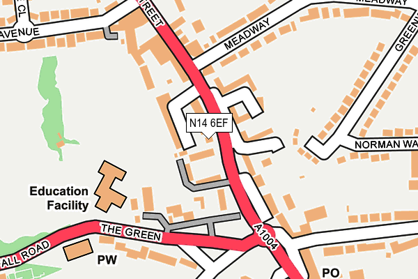 N14 6EF map - OS OpenMap – Local (Ordnance Survey)