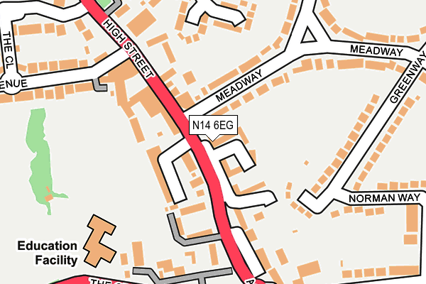 N14 6EG map - OS OpenMap – Local (Ordnance Survey)