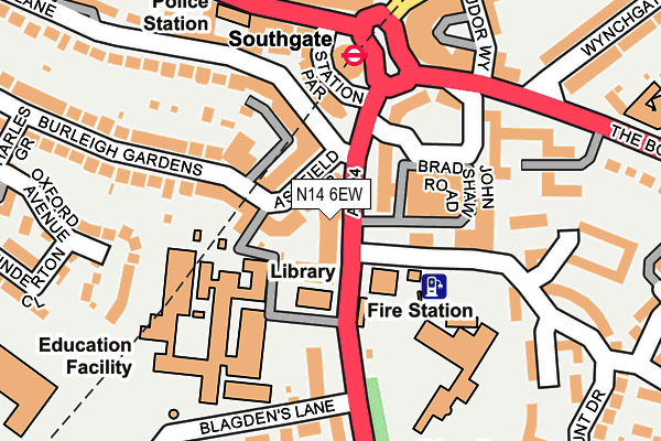 N14 6EW map - OS OpenMap – Local (Ordnance Survey)