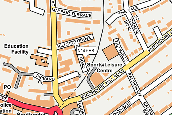 N14 6HB map - OS OpenMap – Local (Ordnance Survey)
