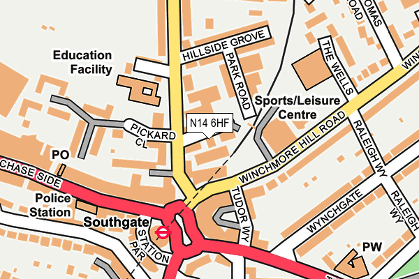 N14 6HF map - OS OpenMap – Local (Ordnance Survey)