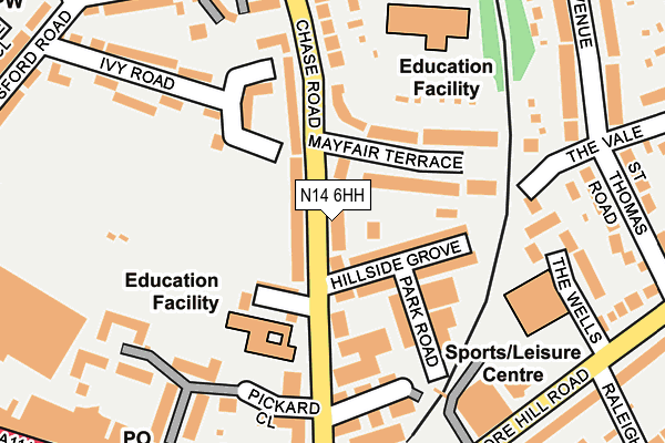 N14 6HH map - OS OpenMap – Local (Ordnance Survey)