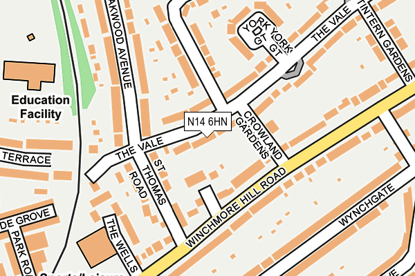 N14 6HN map - OS OpenMap – Local (Ordnance Survey)