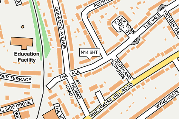 N14 6HT map - OS OpenMap – Local (Ordnance Survey)