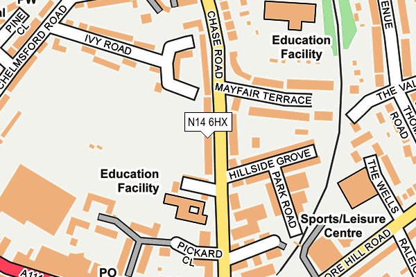 N14 6HX map - OS OpenMap – Local (Ordnance Survey)