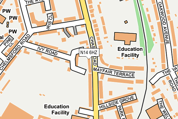 N14 6HZ map - OS OpenMap – Local (Ordnance Survey)