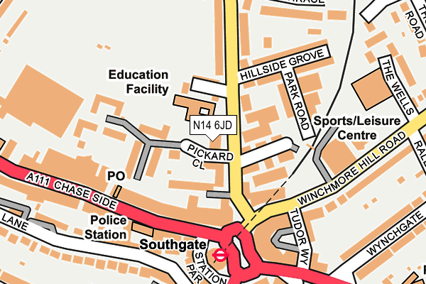 N14 6JD map - OS OpenMap – Local (Ordnance Survey)