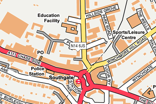 N14 6JS map - OS OpenMap – Local (Ordnance Survey)