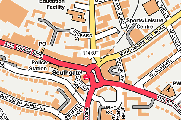 N14 6JT map - OS OpenMap – Local (Ordnance Survey)