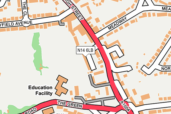 N14 6LB map - OS OpenMap – Local (Ordnance Survey)