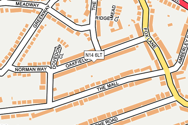 N14 6LT map - OS OpenMap – Local (Ordnance Survey)