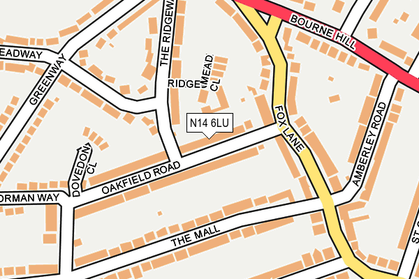 N14 6LU map - OS OpenMap – Local (Ordnance Survey)