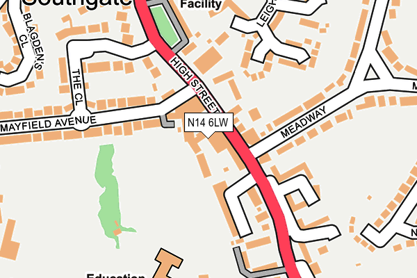 N14 6LW map - OS OpenMap – Local (Ordnance Survey)