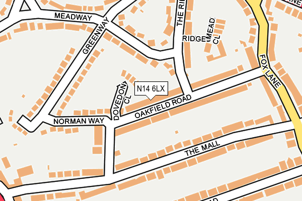 N14 6LX map - OS OpenMap – Local (Ordnance Survey)