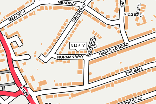 N14 6LY map - OS OpenMap – Local (Ordnance Survey)