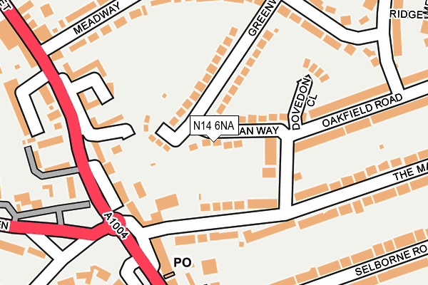 N14 6NA map - OS OpenMap – Local (Ordnance Survey)