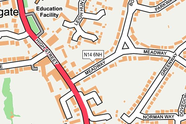 N14 6NH map - OS OpenMap – Local (Ordnance Survey)