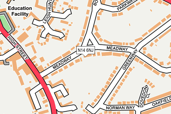 N14 6NJ map - OS OpenMap – Local (Ordnance Survey)