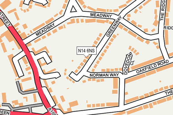 N14 6NS map - OS OpenMap – Local (Ordnance Survey)