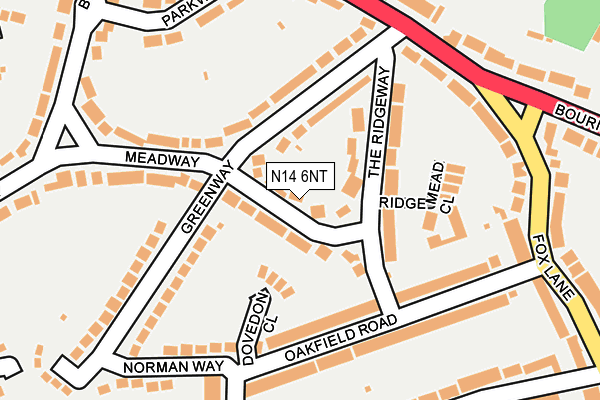 N14 6NT map - OS OpenMap – Local (Ordnance Survey)