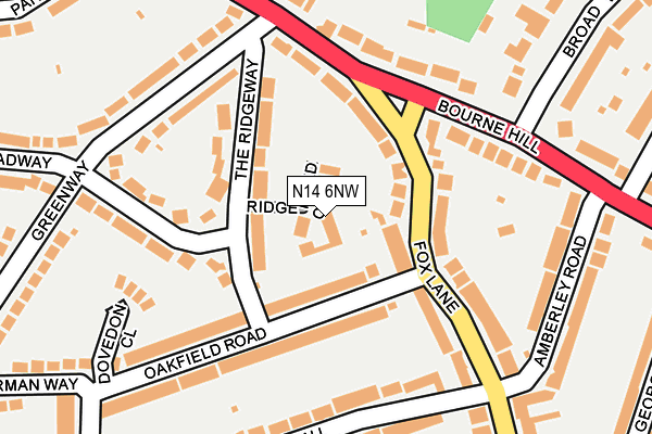 N14 6NW map - OS OpenMap – Local (Ordnance Survey)