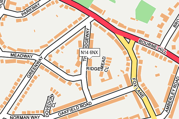 N14 6NX map - OS OpenMap – Local (Ordnance Survey)