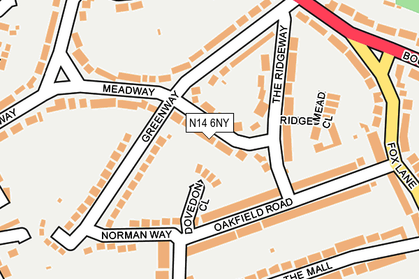 N14 6NY map - OS OpenMap – Local (Ordnance Survey)