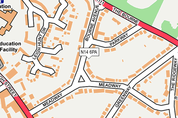 N14 6PA map - OS OpenMap – Local (Ordnance Survey)
