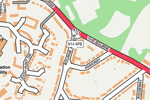 N14 6PB map - OS OpenMap – Local (Ordnance Survey)