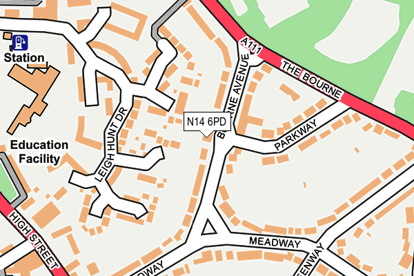 N14 6PD map - OS OpenMap – Local (Ordnance Survey)