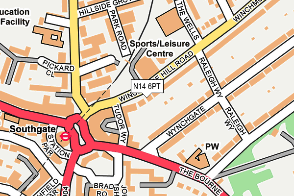 N14 6PT map - OS OpenMap – Local (Ordnance Survey)