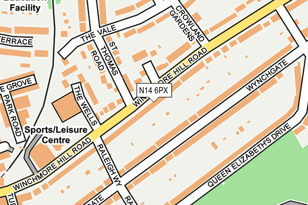 N14 6PX map - OS OpenMap – Local (Ordnance Survey)