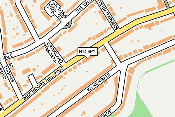 N14 6PY map - OS OpenMap – Local (Ordnance Survey)