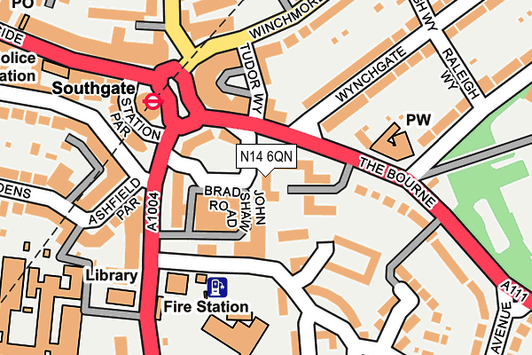 N14 6QN map - OS OpenMap – Local (Ordnance Survey)