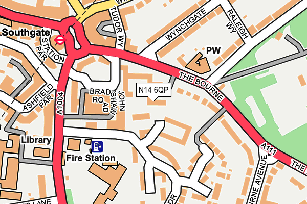 N14 6QP map - OS OpenMap – Local (Ordnance Survey)