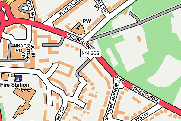 N14 6QS map - OS OpenMap – Local (Ordnance Survey)