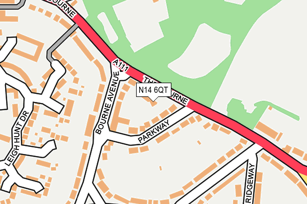 N14 6QT map - OS OpenMap – Local (Ordnance Survey)