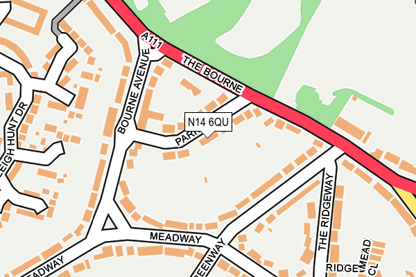 N14 6QU map - OS OpenMap – Local (Ordnance Survey)