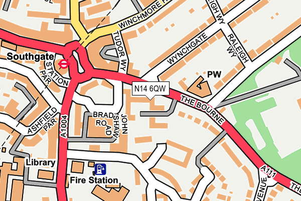 N14 6QW map - OS OpenMap – Local (Ordnance Survey)