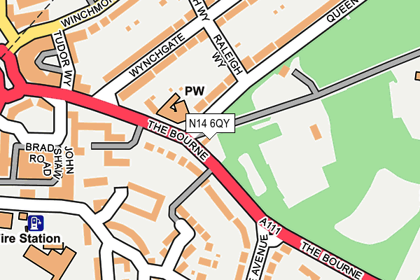 N14 6QY map - OS OpenMap – Local (Ordnance Survey)
