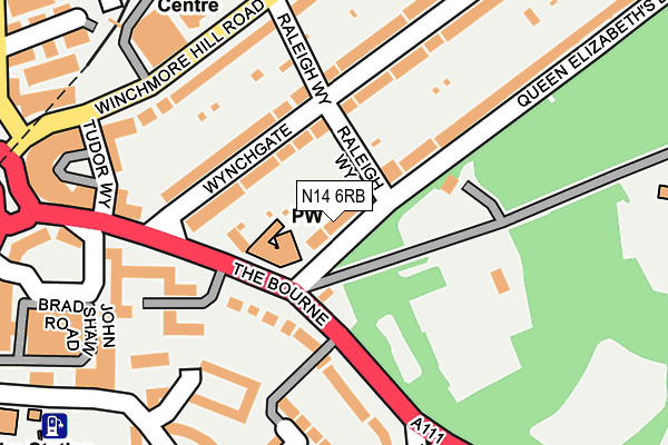 N14 6RB map - OS OpenMap – Local (Ordnance Survey)