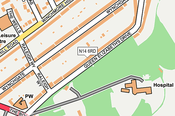 N14 6RD map - OS OpenMap – Local (Ordnance Survey)